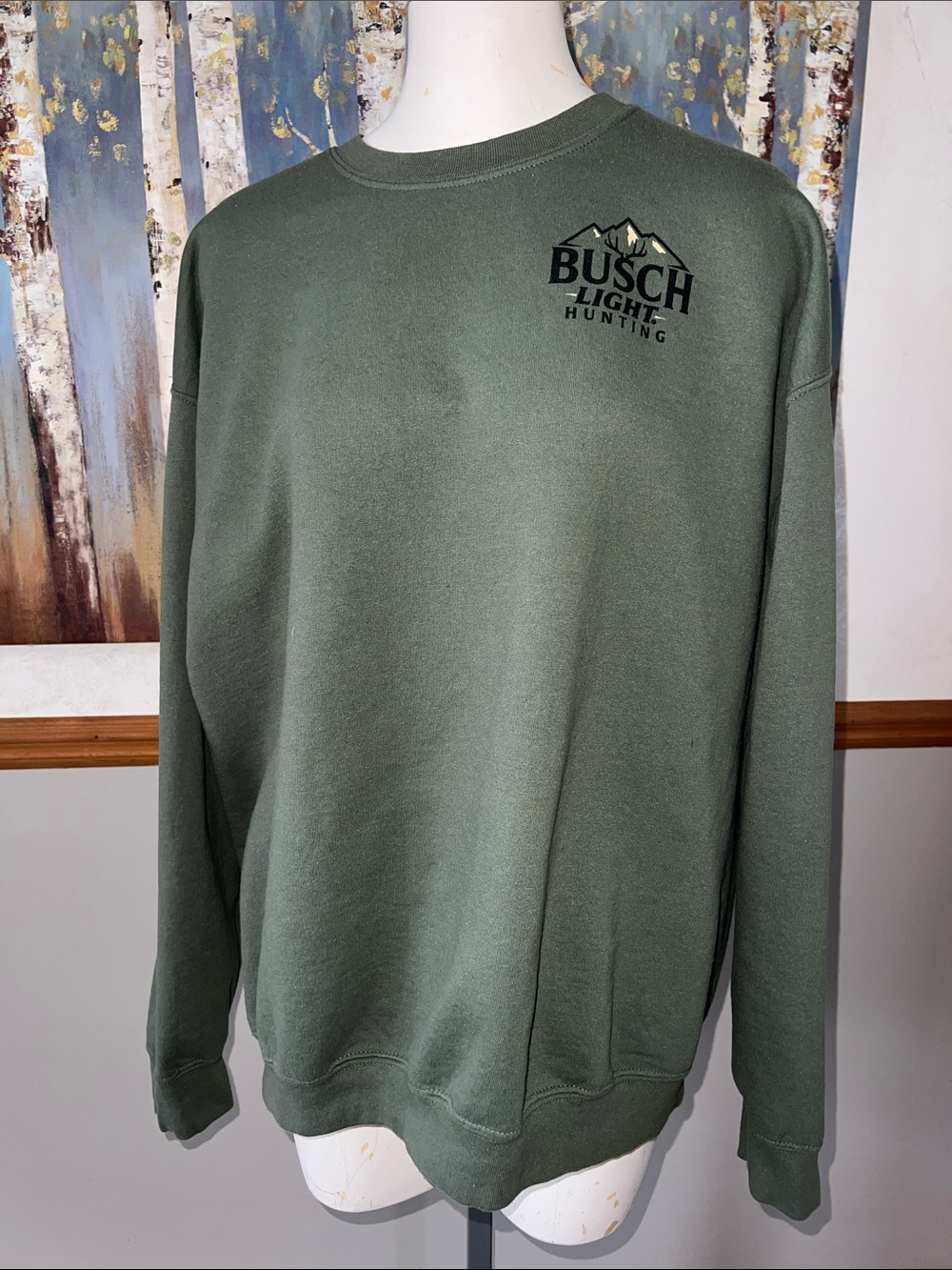 Busch Light Hunting Unisex Crewneck Sweatshirt - Olive Green